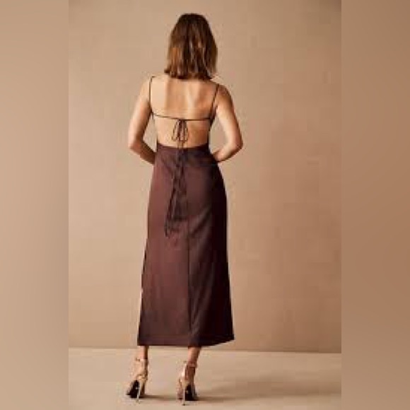 BHLDN Anthropologie Gavin Midi Slip Dress NEW Size 8 Rich Brown - Picture 6 of 13